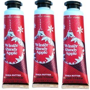 Bath & Body Works Holiday Winter Candy Apple Shea Butter Hand Cream Set of 3 New
